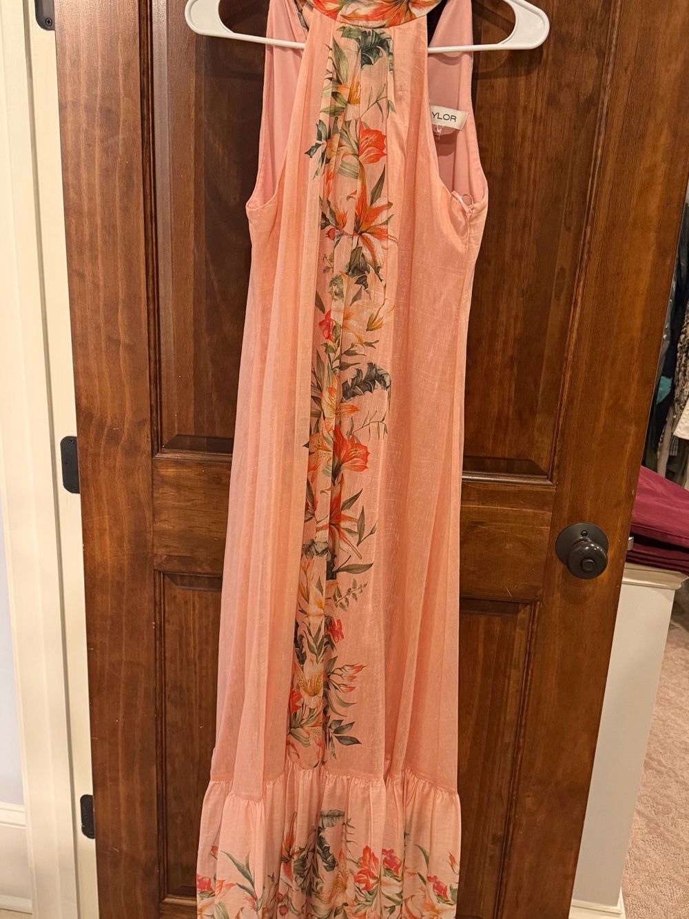 Taylor Peach Floral Panel Maxi Dress for Girls